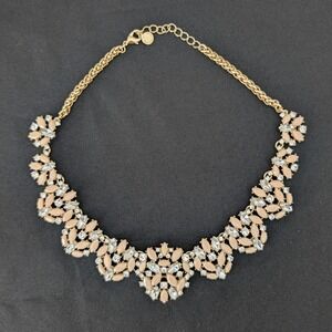Charter Club Womens Statement Necklace Gold Tone Glass Crystal Stones Elegant‎